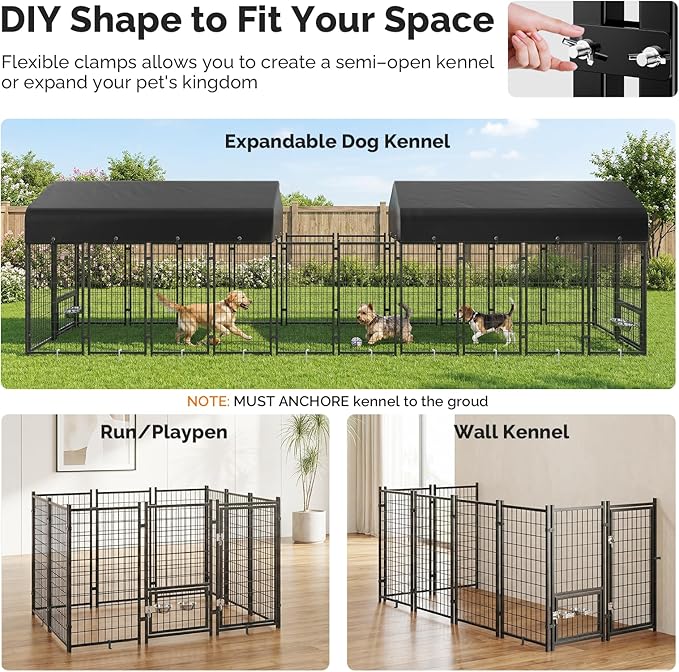 Sino Luban 2PCS 8x4x6FT Dog Kennel Outdoor, Large Outside Dog Kennel - Image 8