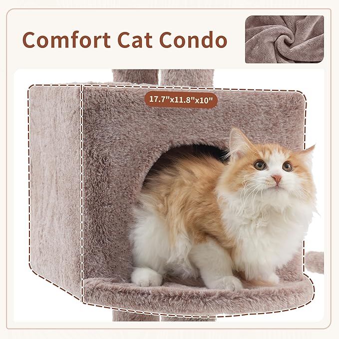 Gitelsnour Cat Tree for Indoor Cats, 55.1 inch Cat Tower - Image 3