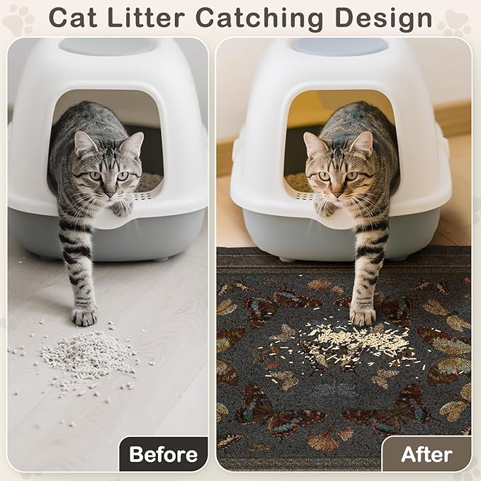 Unicorn Catcher Cat Litter Mat 24" x 15" Non-Slip Litter Box Mat Washable - Image 2
