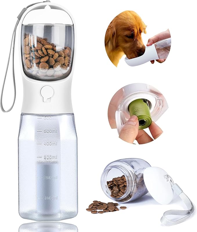Dog Water Bottle with Food Container, Portable Pet Dog Water Dispenser by AVELORA