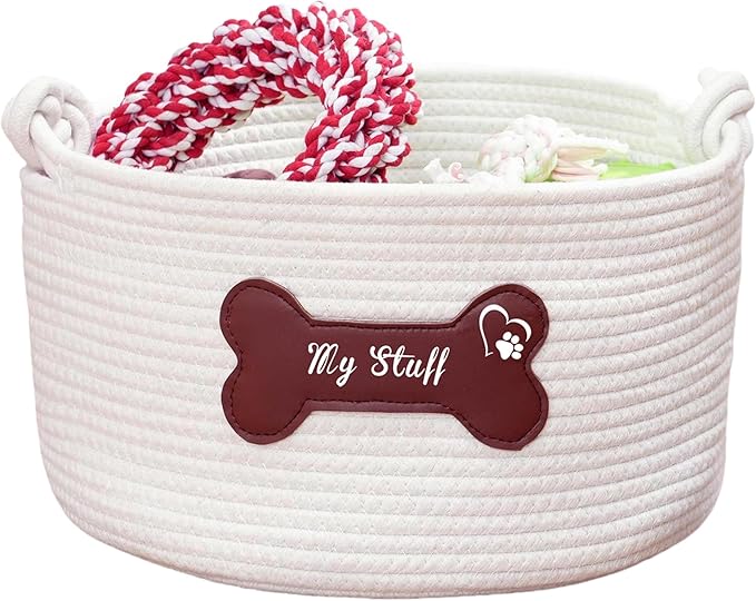 JUPPE Pet Dog Basket with Personalized Name, Dog Toys Storage Organizer Custom - Image 8