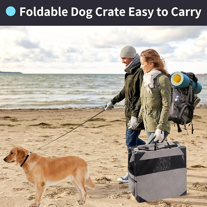 36 Inch Portable Travel Dog Crate, 3 Door Collapsible Soft Pet Kennel - Image 2