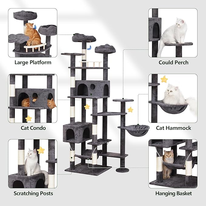 Meecal 79in Giant Cat Tree for Heavy Duty Big Cats, Large Cat Trees - Image 2