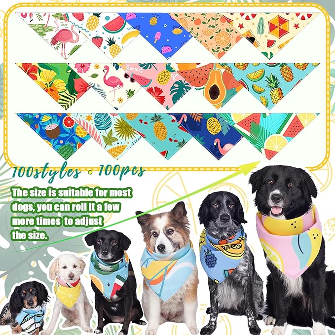 Huhumy 100 Pcs Summer Bandanas for Dogs Colorful Summer Pet Bandanas Bulk - Image 6