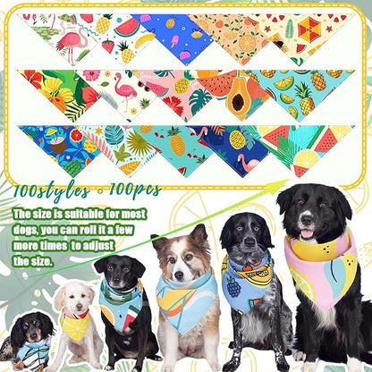 Huhumy 100 Pcs Summer Bandanas for Dogs Colorful Summer Pet Bandanas Bulk - Image 6