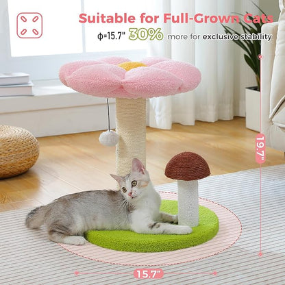 PETEPELA Cat Scratching Post, Mushroom Cat Scratcher Cute Cat Tree Tower - Image 5