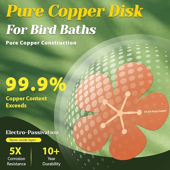 3Pcs Bird Bath Copper Purification Disk 99.99% Pure Copper Water Cleaning Discs - Image 3