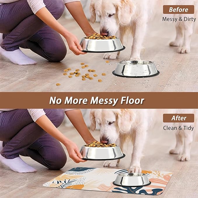 Boho Tropical Leaves Dog Food Mat - Image 5