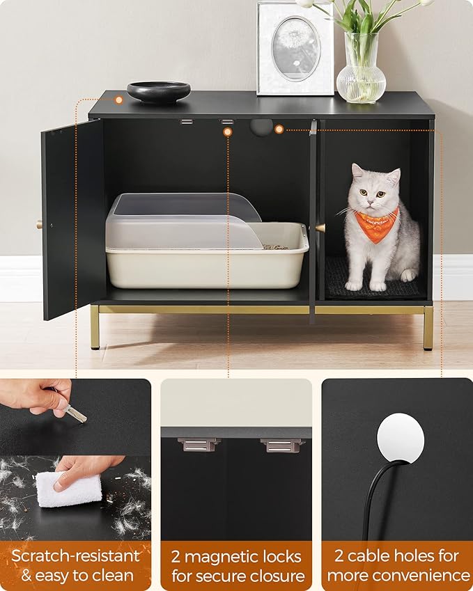 Feandrea Cat Litter Box Enclosure, Hidden Litter Box Furniture - Image 9