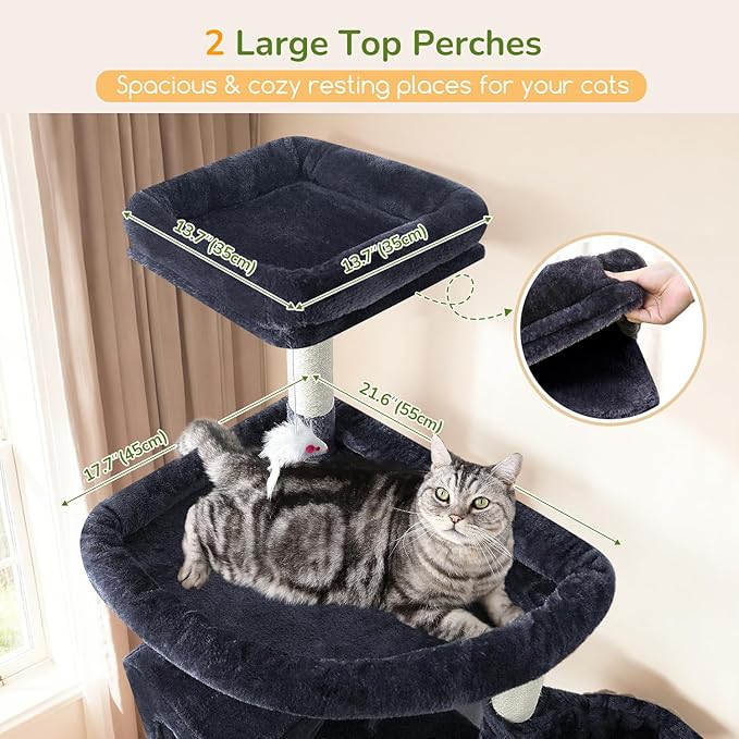 Globlazer Extra Large Cat Tree Tower, 82in Tall Heavy Duty Cat Tree - Image 2