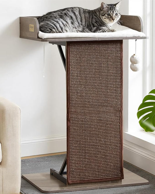 Modern Wood Cat Tree Tower for Indoor Large Cats, 33.8-Inch Tall Wooden Cat by FeliskynCatTreeTower
