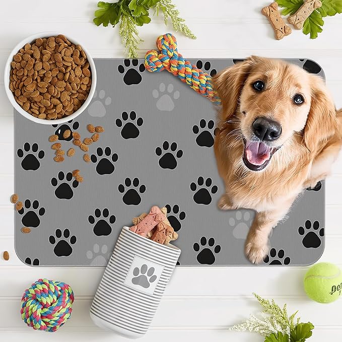 Cat Paw Prints Dog Food Mat for Floors, Non-Slip Pet Feeding Mat, Pet Supplies - Image 7