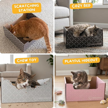 Hide & Scratch Cardboard Cat Scratcher Box & Bed - Image 7