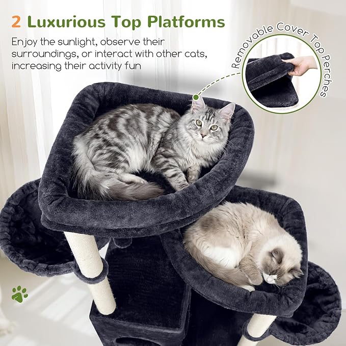 Globlazer Cat Tree Tower for Indoor Cats, Sturdy Adult Cat Tree House for Large - Image 2
