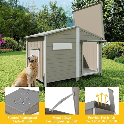 PetsCosset 55.1" L Large Dog House Outdoor & Indoor, Fir Wood Dog Kennel - Image 5