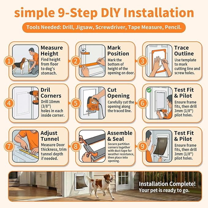 Dog Door for Large Dogs, Large White Aluminum Frame Pet Door - Image 7