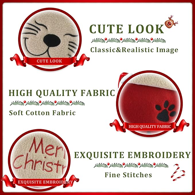 WEWILL 18’’ Cat Felt Christmas Stockings Paws Embroidered - Image 6