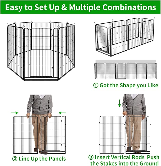 Kfvigoho Dog Playpen Outdoor Extra Wide 8 Piece Panels Heavy Duty Dog Fence 47" - Image 7