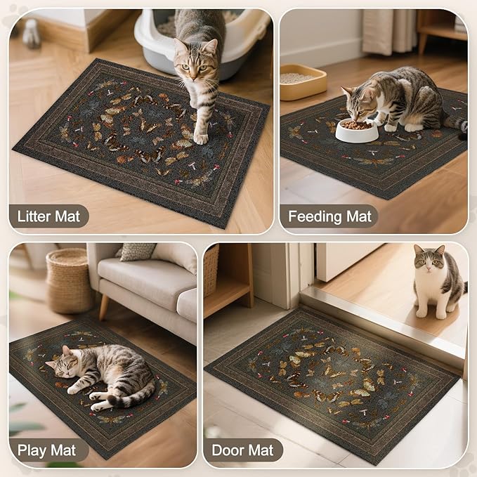 Unicorn Catcher Cat Litter Mat 24" x 15" Non-Slip Litter Box Mat Washable - Image 7