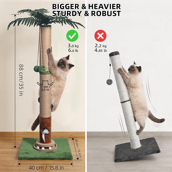 Fantasreen Cat Scratching Post 35'' Tall Cat Scratcher, Scratching Posts - Image 3