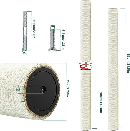 4 PCS Cat Scratching Post Replacement, 15.7in M8 Sisal Cat Tree Replacement - Image 2