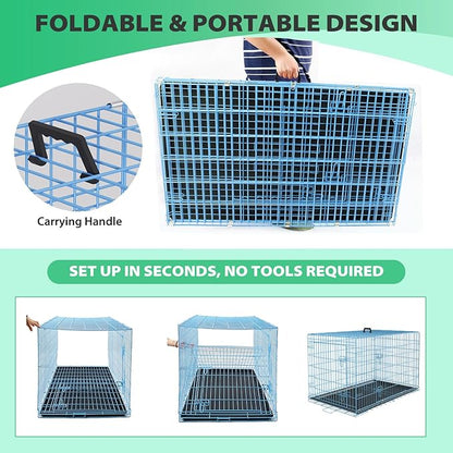 BestPet | Dog Crate | 18" | Blue | Foldable Metal Kennel - Image 6