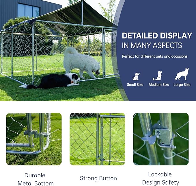Petony Outdoor Dog Enclosure Heavy Duty Dog Kennel House Mesh Dog Big Cage Pet - Image 4