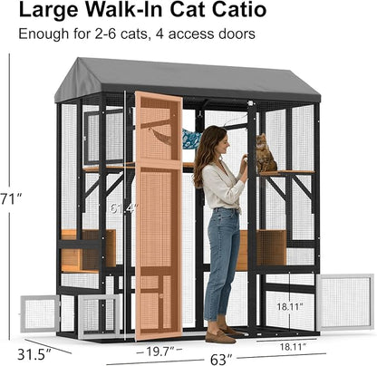 TIMHAKA 71 inch Large Catio Outdoor Cat Enclosure, Cat Catio - Image 4