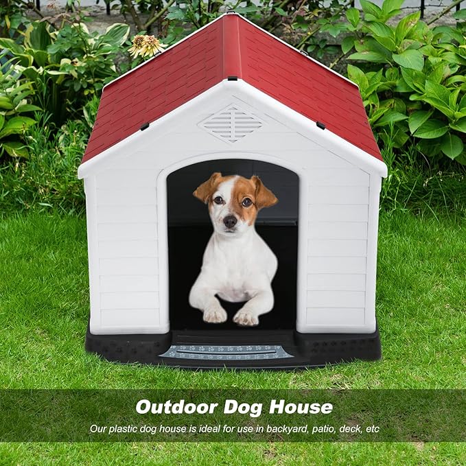 FDW Dog House Indoor Outdoor Durable Ventilate Waterproof Pet Plastic Dog House - Image 3