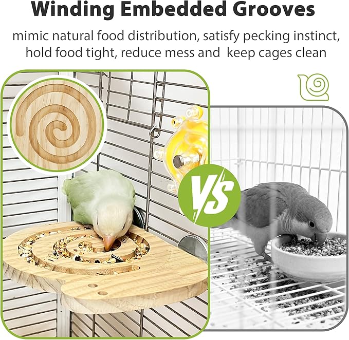 2Pcs Bird Foraging Toys with Perch, Kiln-Dried Wood Bird Enrichment - Image 3