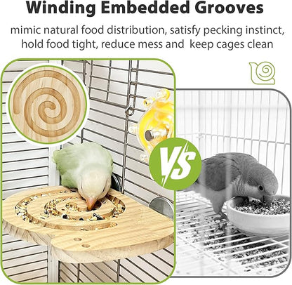 2Pcs Bird Foraging Toys with Perch, Kiln-Dried Wood Bird Enrichment - Image 3