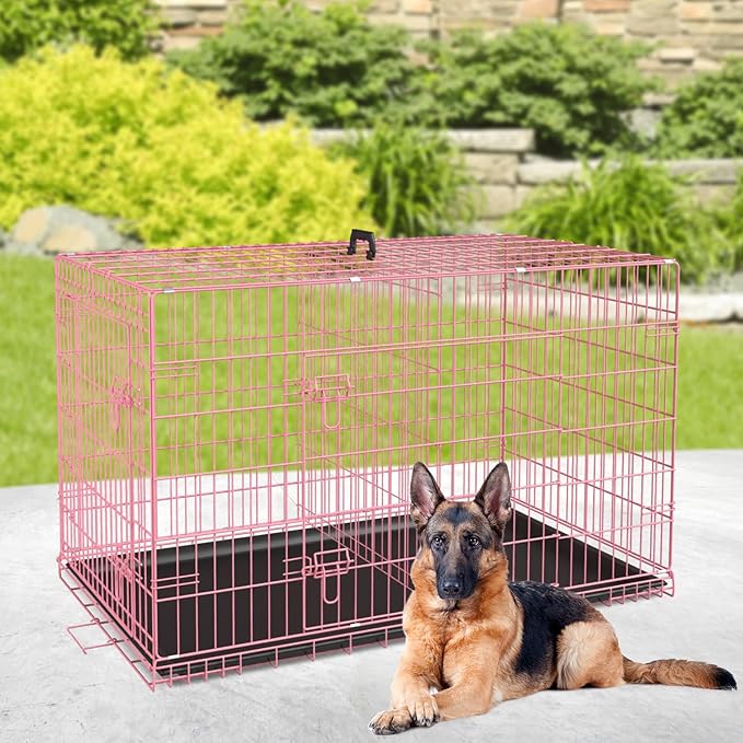 BestPet | Dog Crate | 42" | Pink | Foldable Metal Kennel - Image 2