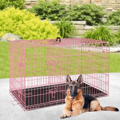 BestPet | Dog Crate | 42" | Pink | Foldable Metal Kennel - Image 2