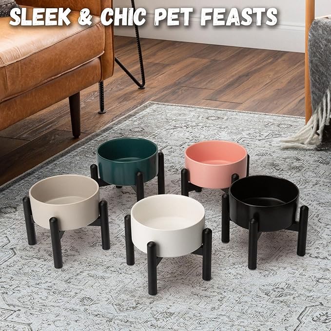 Raised Ceramic Dog Bowl, 6.1'' Modern Feeding Bowl - Image 7