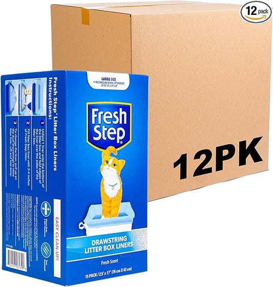 Fresh Step Drawstring Cat Litter Box Liners Scented Heavy Duty Kitty Litter by FreshStep
