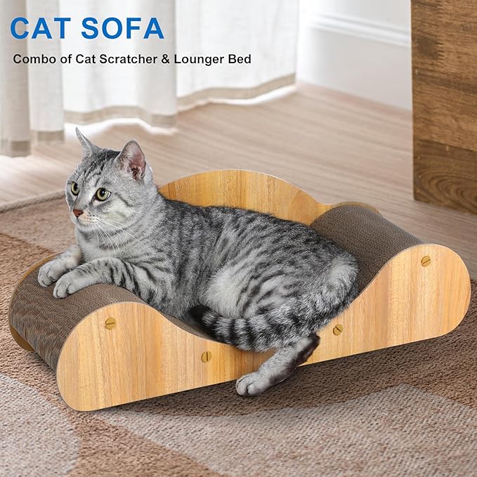Simple Deluxe Cat Scratcher Cardboard Bed, Scratch Lounger - Image 4