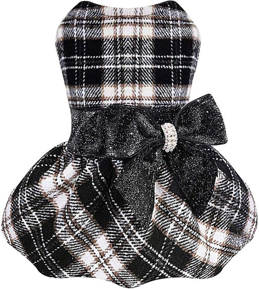 Dog Dress for Small Dog, Yorkie Sweater Girl Plaid Puppy Clothes Chihuahua Cat by Sebaoyu