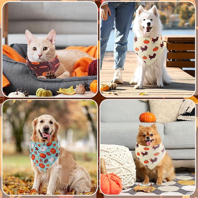 Huhumy 100 Pcs Thanksgiving Fall Dog Bandanas Bulk 3 Sizes Dog Washable Bandana - Image 5