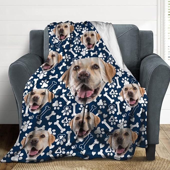 Personalized Dog Blanket with Name Customized Paw Prints Pet Blanket Loss - Image 4