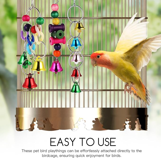 LALAFINA Bird Swing Parrot Perch Stand Wind Chimes 6pcs Set Hanging Bird Cage - Image 7
