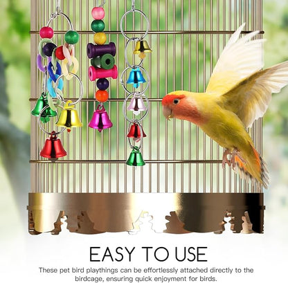 LALAFINA Bird Swing Parrot Perch Stand Wind Chimes 6pcs Set Hanging Bird Cage - Image 7