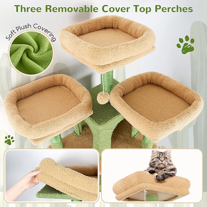 Globlazer Big Cactus Cat Tower for Indoor Cats, 80inch Cat Tower for Multiple - Image 2