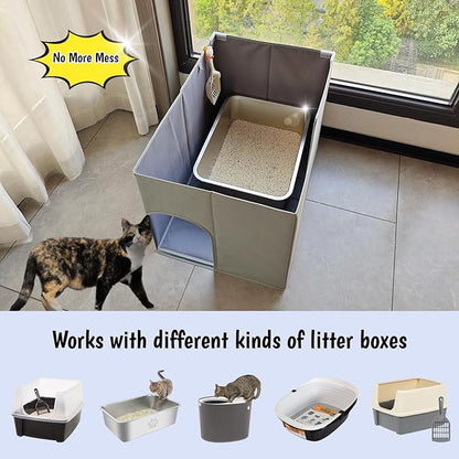 Dog Proof Cat Litter Box Enclosure, Open Top High Side, Less-Mess Extra Large - Image 6