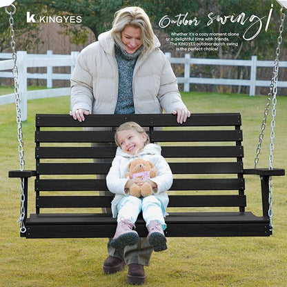 KINGYES Outdoor Hanging Porch Swing Set of 4, 2 Seat Patio Swing Recliner - Image 6