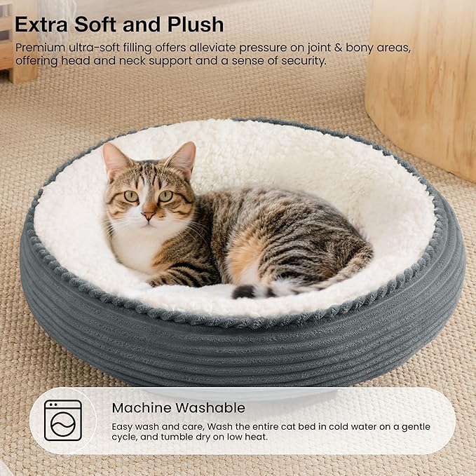 Love's cabin Round Donut Cat and Dog Cushion Bed, 20in Pet Bed - Image 7