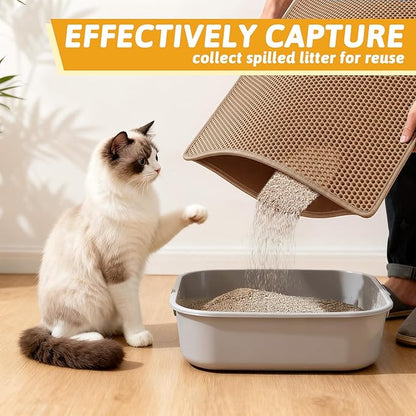 Pieviev Cat Litter Mat Double Layer Waterproof Urine Proof Trapping Mat 1 Pack - Image 3