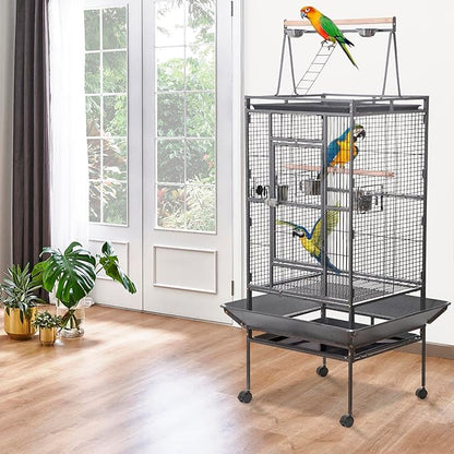 HSM 68 Inch Wrought Iron Large Bird Flight Cage - Image 6