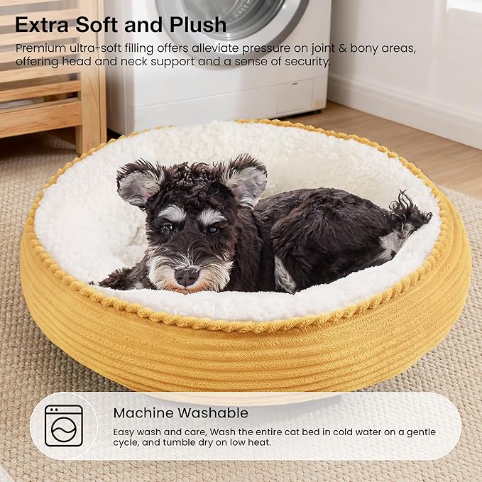 Love's cabin Round Donut Cat and Dog Cushion Bed, 24in Pet Bed - Image 7