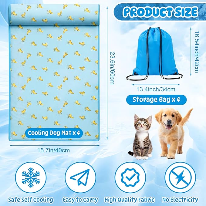 DoubleFill 4 Pack Cooling Pet Mats 15.7" x 23.6" Cooling Dog Beds - Image 2