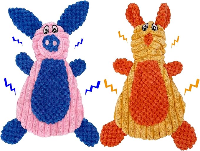 Comtim 2 Pack Durable Dog Chew Toys, Unstuffed Squeaky Dog Toys by COMTIM